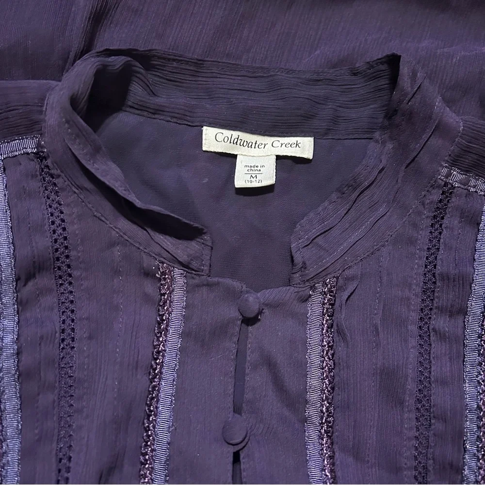 Coldwater Creek Women’s Blouse Medium 10-12 Purple Long Sleeve‎